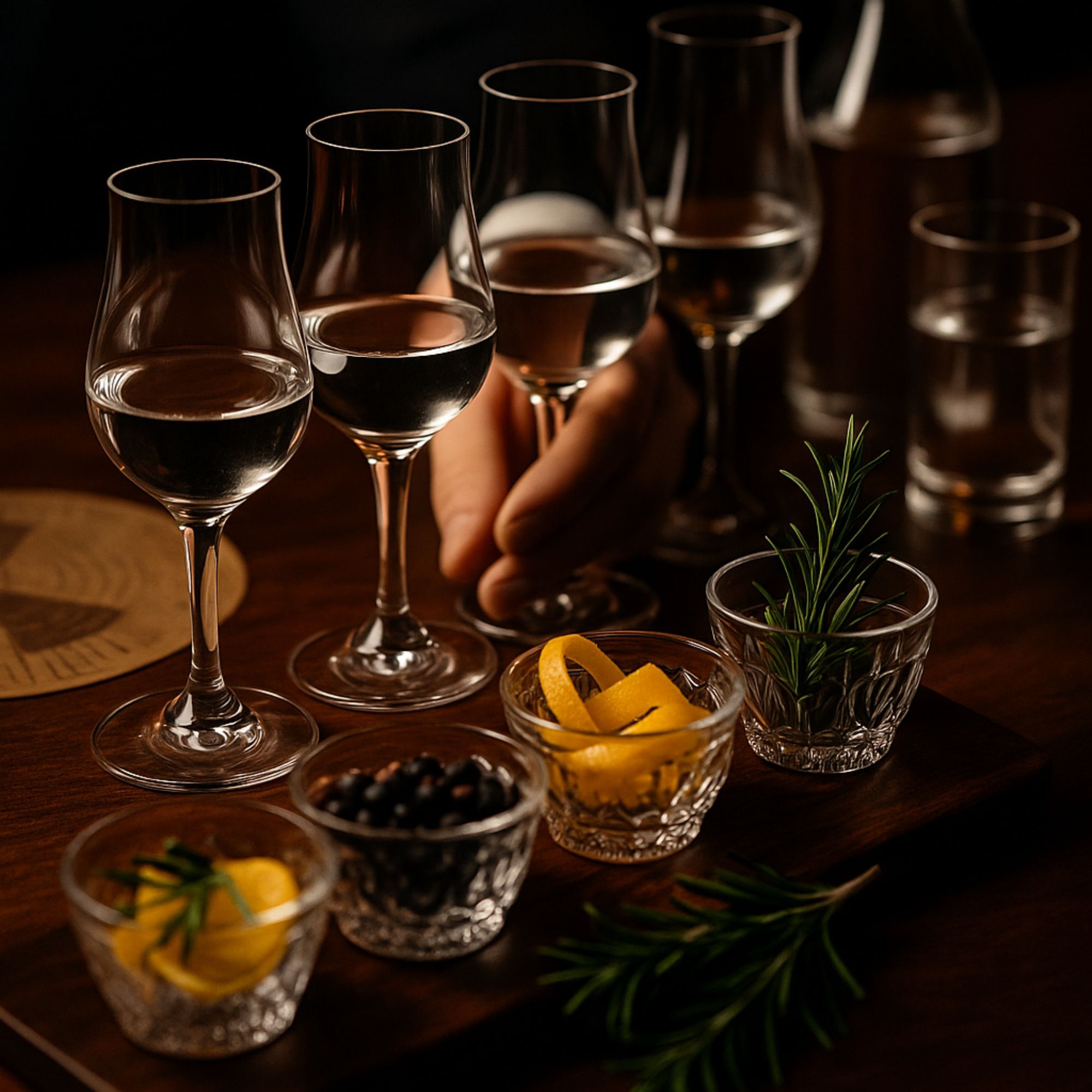 Gin Tasting mit Degustationsgläsern und Botanicals – typische Fehler bei der Gin Verkostung vermeiden